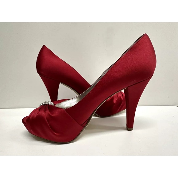 Deep dark red rhinestone high heels special occasions - Picture 5 of 12